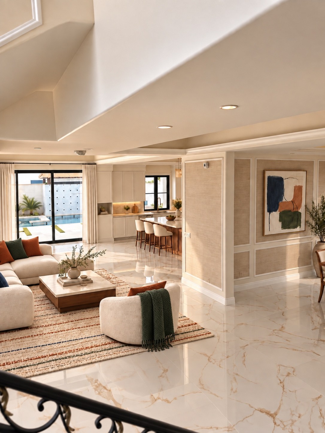Open living area viewed from the staircase