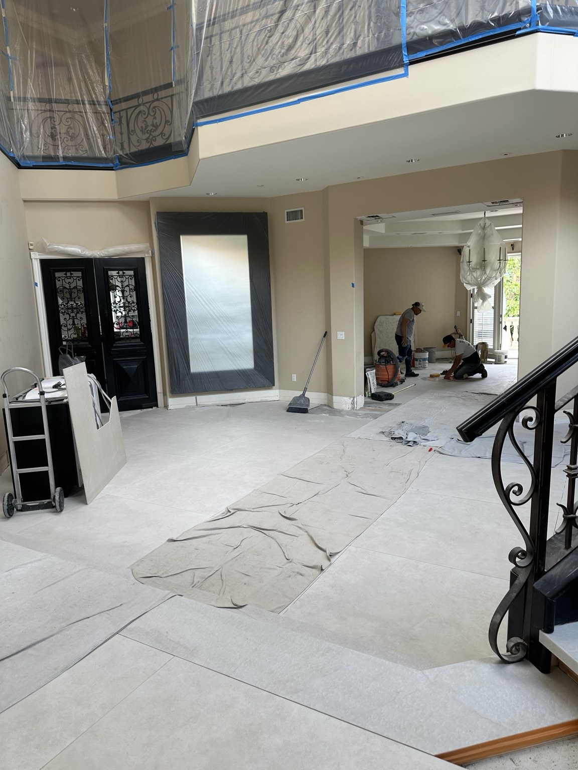 View across the living area during the remodel