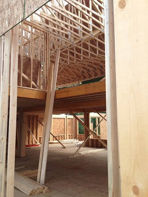 Interior wood framing during construction